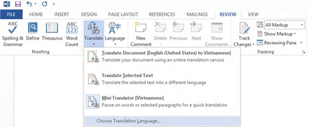 Dịch thuật kiểu “Click and See” trong Word 2010/2013